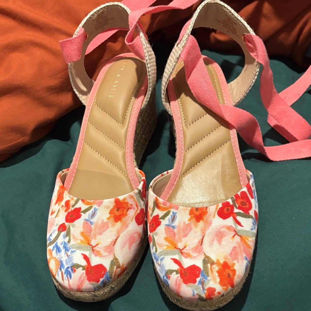Floral Espadrille Wedge Sandals
